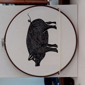 Pig Embroidery Hoop Decor